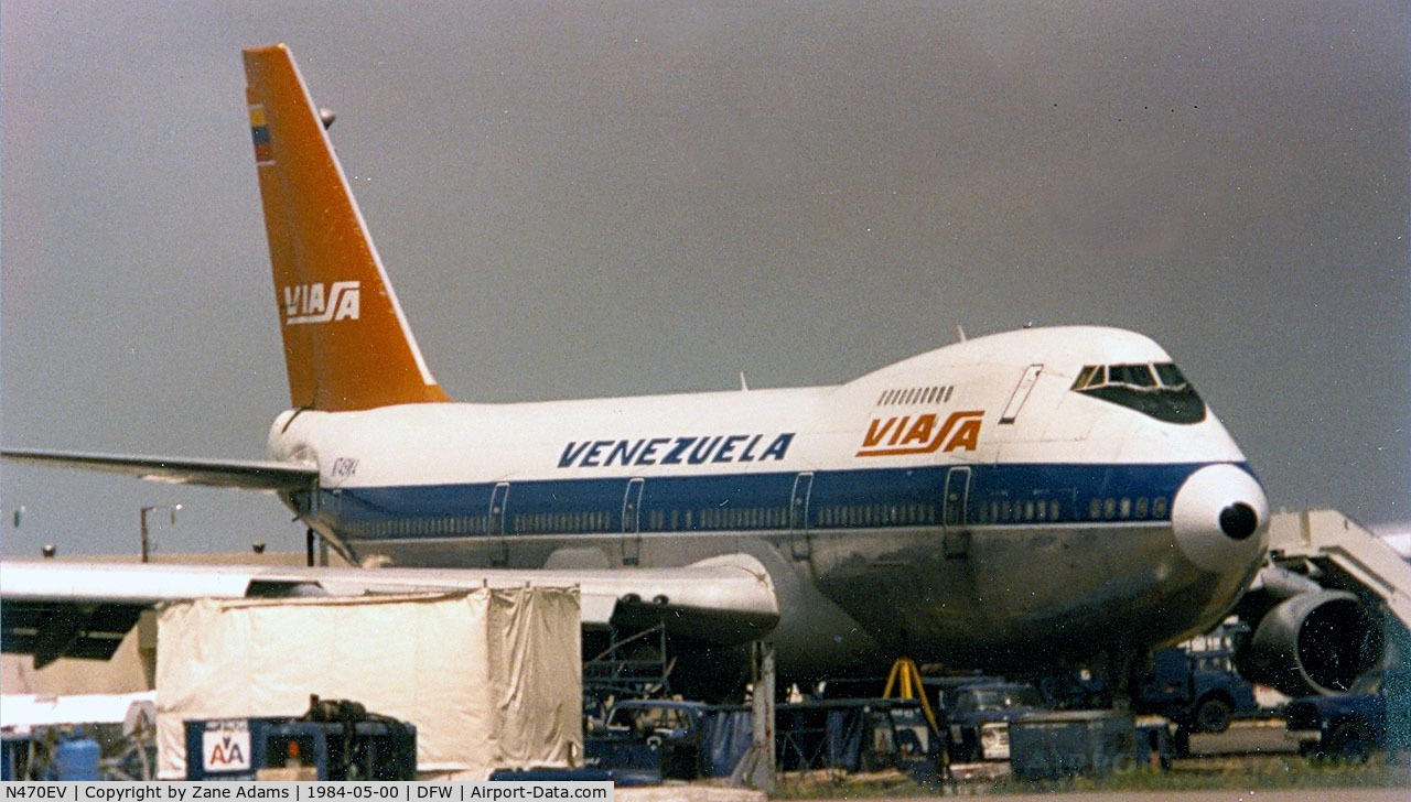 N470EV, 1974 Boeing 747-273C C/N 20653, At DFW Airport as N749WA  Ex-Korean, Braniff, Viasa, Flying Tigers - now Evergreen