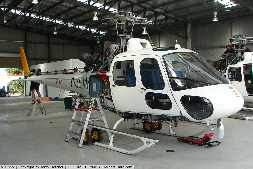 VH-HSV, 2001 Eurocopter AS-350B-2 Ecureuil Ecureuil C/N 9033, Eurocopter AS350B2 receiving Maintenance at Moorabbin