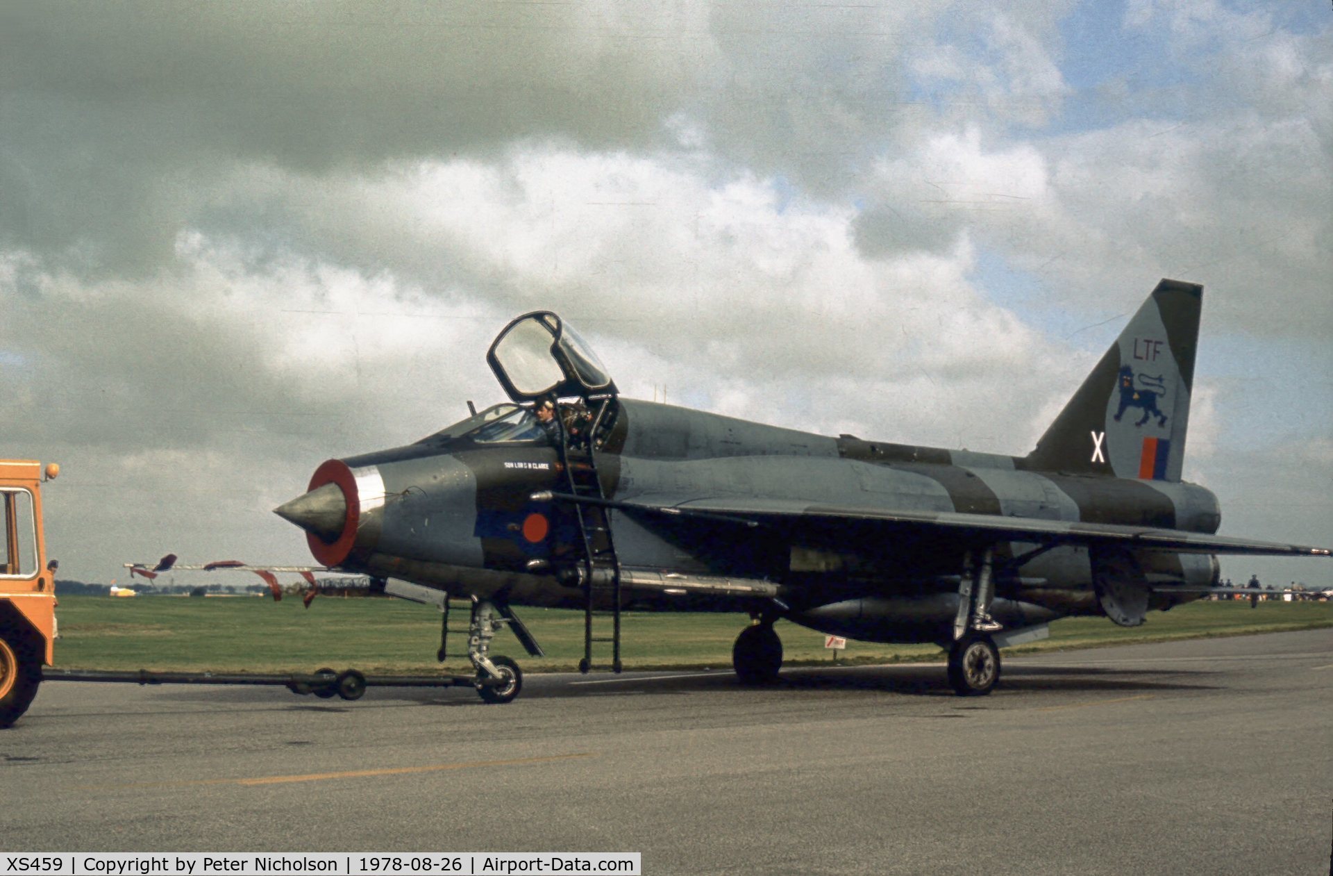 XS459, English Electric Lightning T.5 C/N 95019, In service with the Lightning Training Flight when seen at the 1978 RAF Binbrook Air Show.