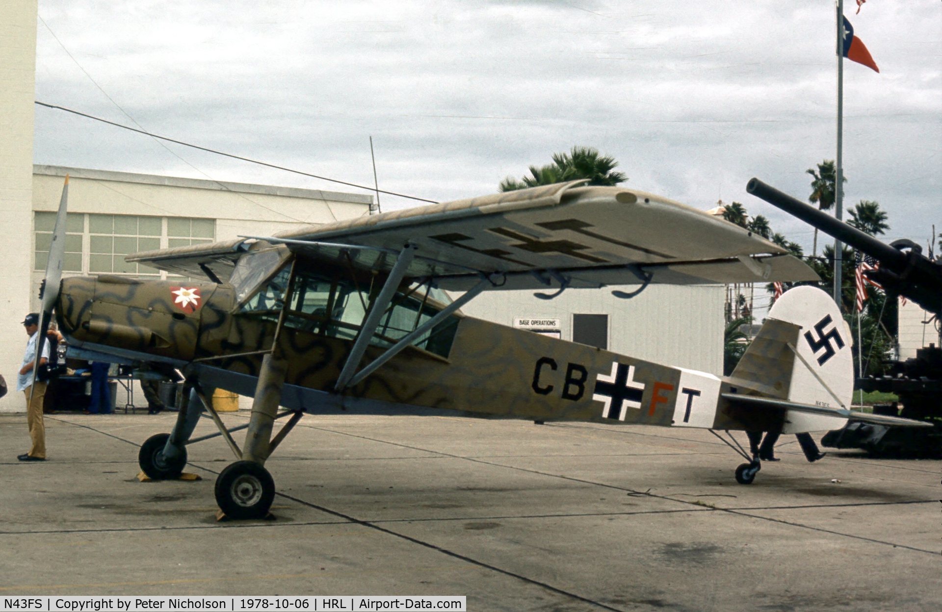 N43FS, 1949 Morane-Saulnier MS-500 Criquet C/N 394, MS.500 Criquet as Fieseler Storch CB+FT on display by the Confederate Air Force at their 1978 Airshow.