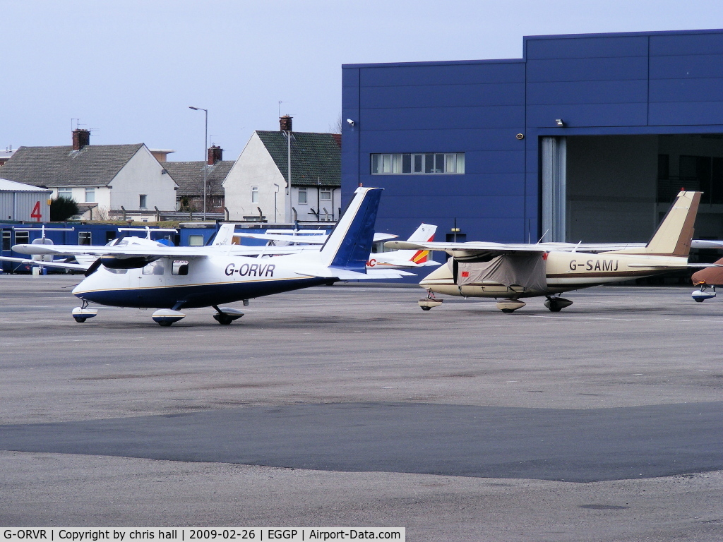 G-ORVR, 1977 Partenavia P-68B Victor C/N 115, with G-SAMJ, both owned by Ravenair