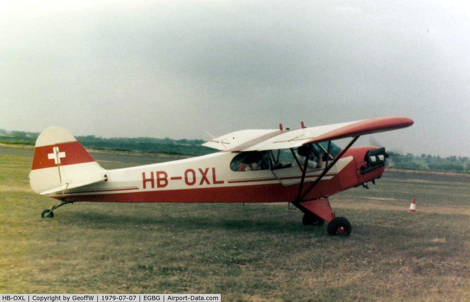 HB-OXL, 1944 Piper J3C-65 Cub Cub C/N MDC1039, Piper JC3-65 Cub HB-OXL at the Leicester PFA Rally 1979
