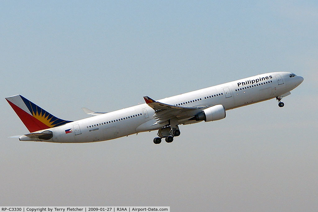 RP-C3330, Airbus A330-301 C/N 183, Phillipines A330 departs Narita