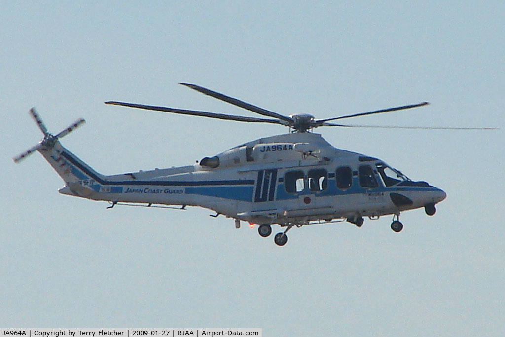 JA964A, AgustaWestland AW-139 C/N 31218, Agusta Westland AW139 down the runway at Narita
