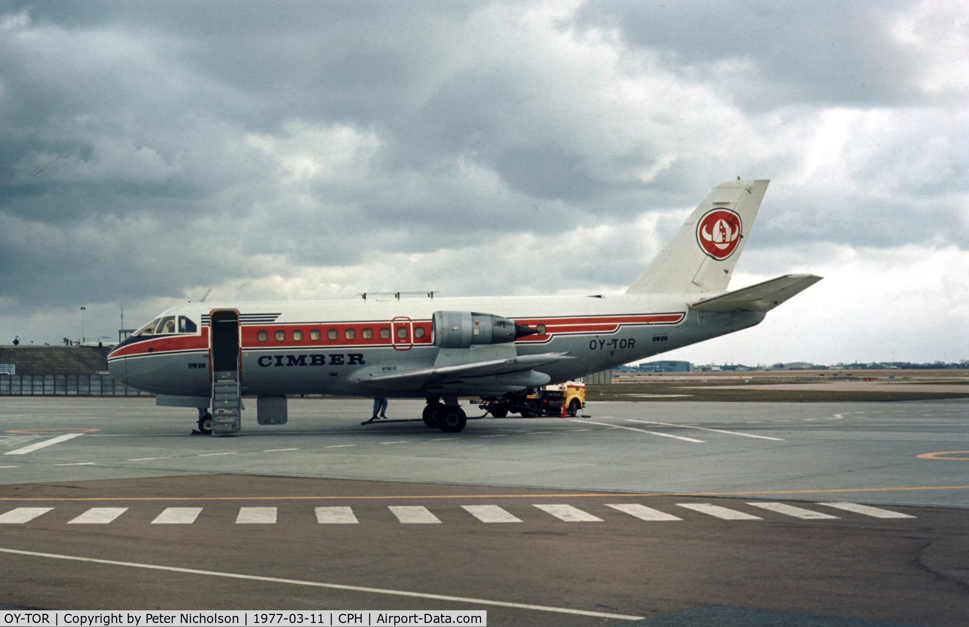 OY-TOR, 1975 VFW-Fokker VFW-614 C/N G04, Cimber Air of Denmark was the launch customer for this aircraft and is seen at Copenhagen Kastrup in the Spring of 1977.