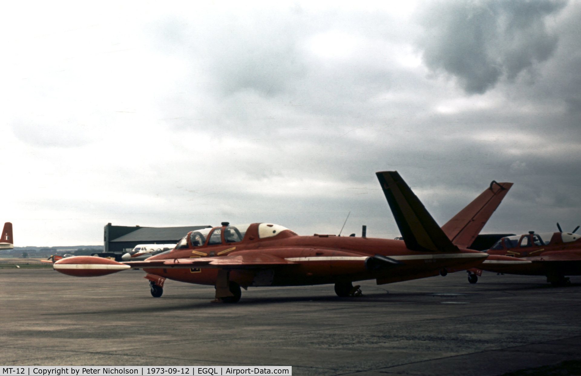 MT-12, Fouga CM-170 Magister C/N 269, Belgian Air Force display team. The aircraft was later withdrawn from use in 1978.