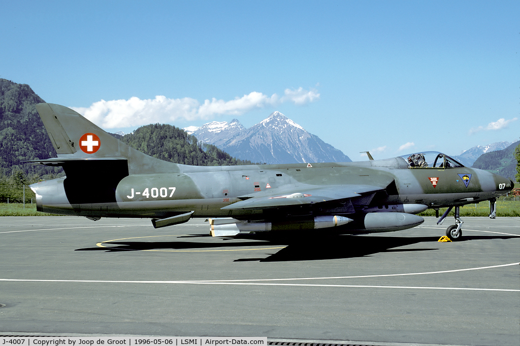 J-4007, Hawker Hunter F.58 C/N 41H-679920, This Hunter is now preserved with the Hunterverein Interlaken.