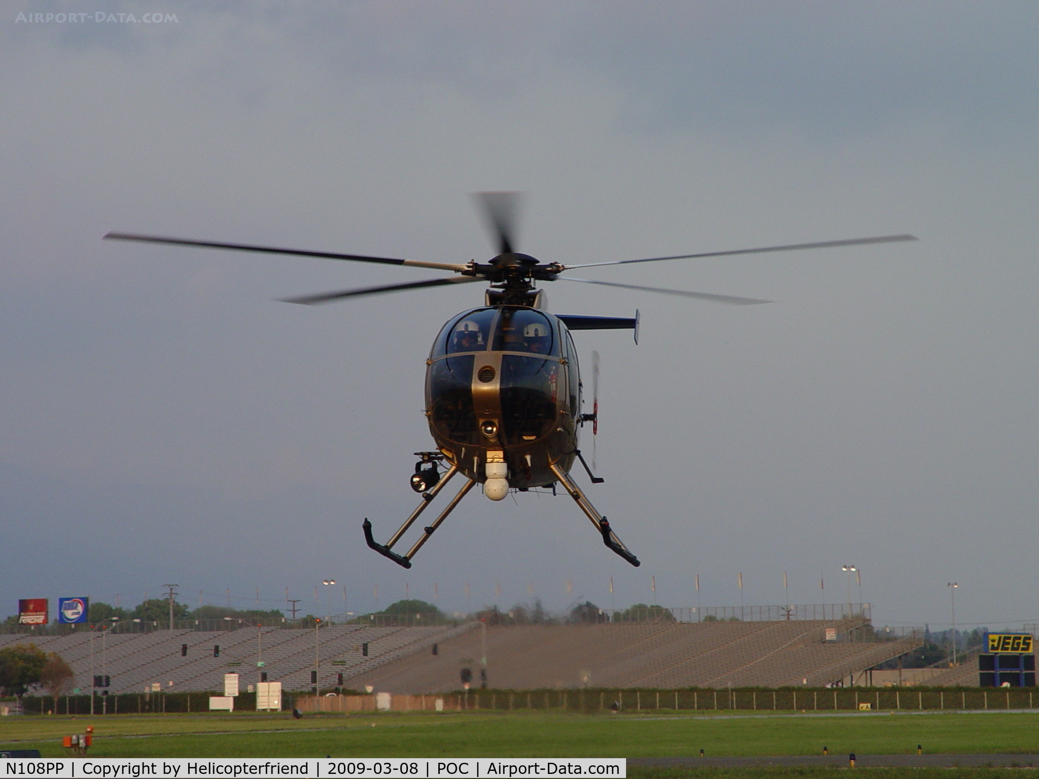 N108PP, 2008 MD Helicopters 369E C/N 0578E, Coming in for a landing prior to going on patrol