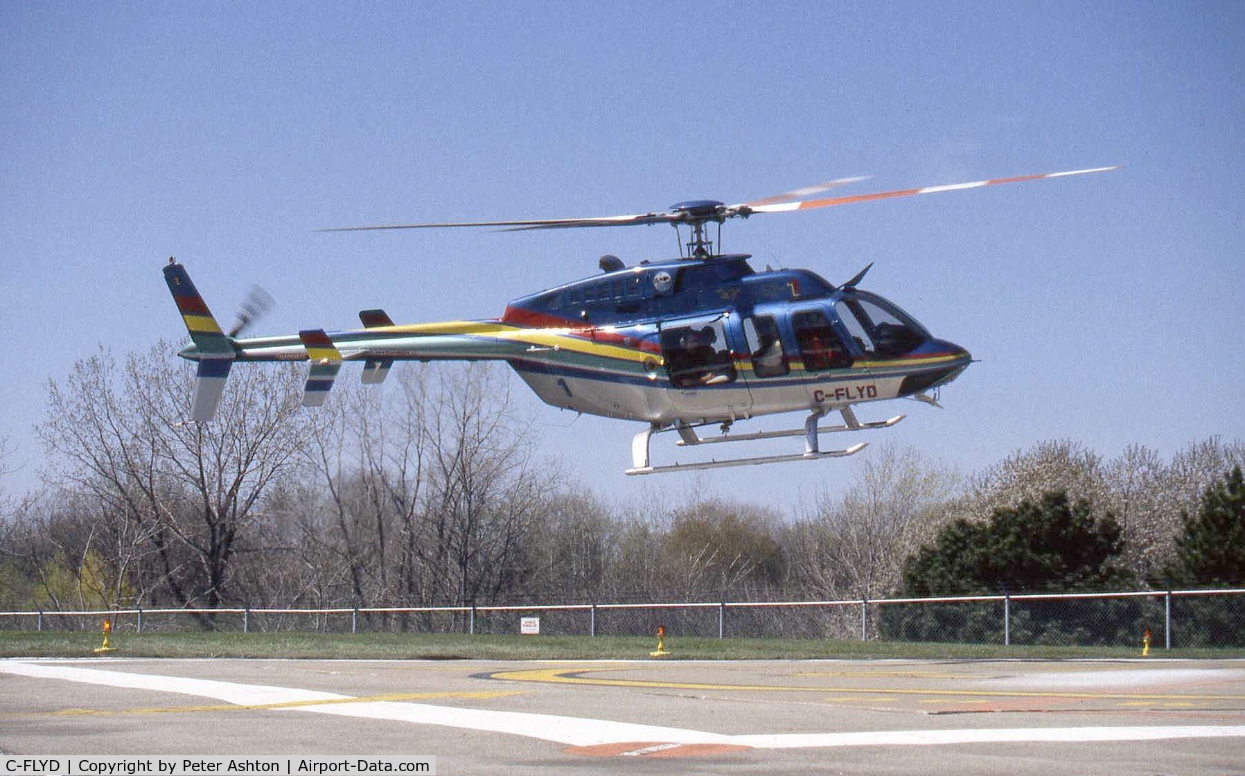 C-FLYD, 1996 Bell 407 C/N 53014, Scanned slide taken in May 2000 at Niagara Falls Heliport