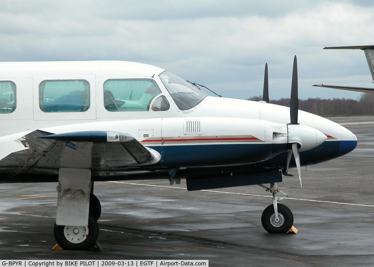 G-BPYR, 1977 Piper PA-31-310 C Navajo C/N 31-7812032, PARKED OUTSIDE THE SYNERGY OFFICES
