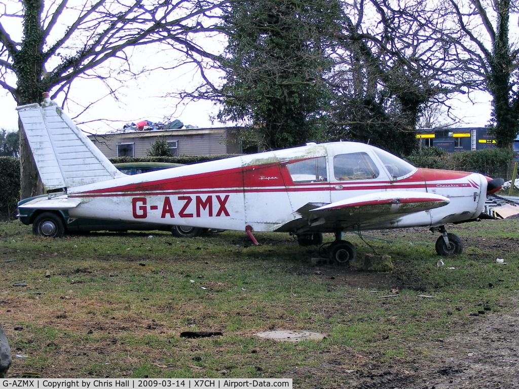 G-AZMX, 1968 Piper PA-28-140 Cherokee C/N 28-24777, rotting away at Chirk Airfield, near Wrexham, Wales