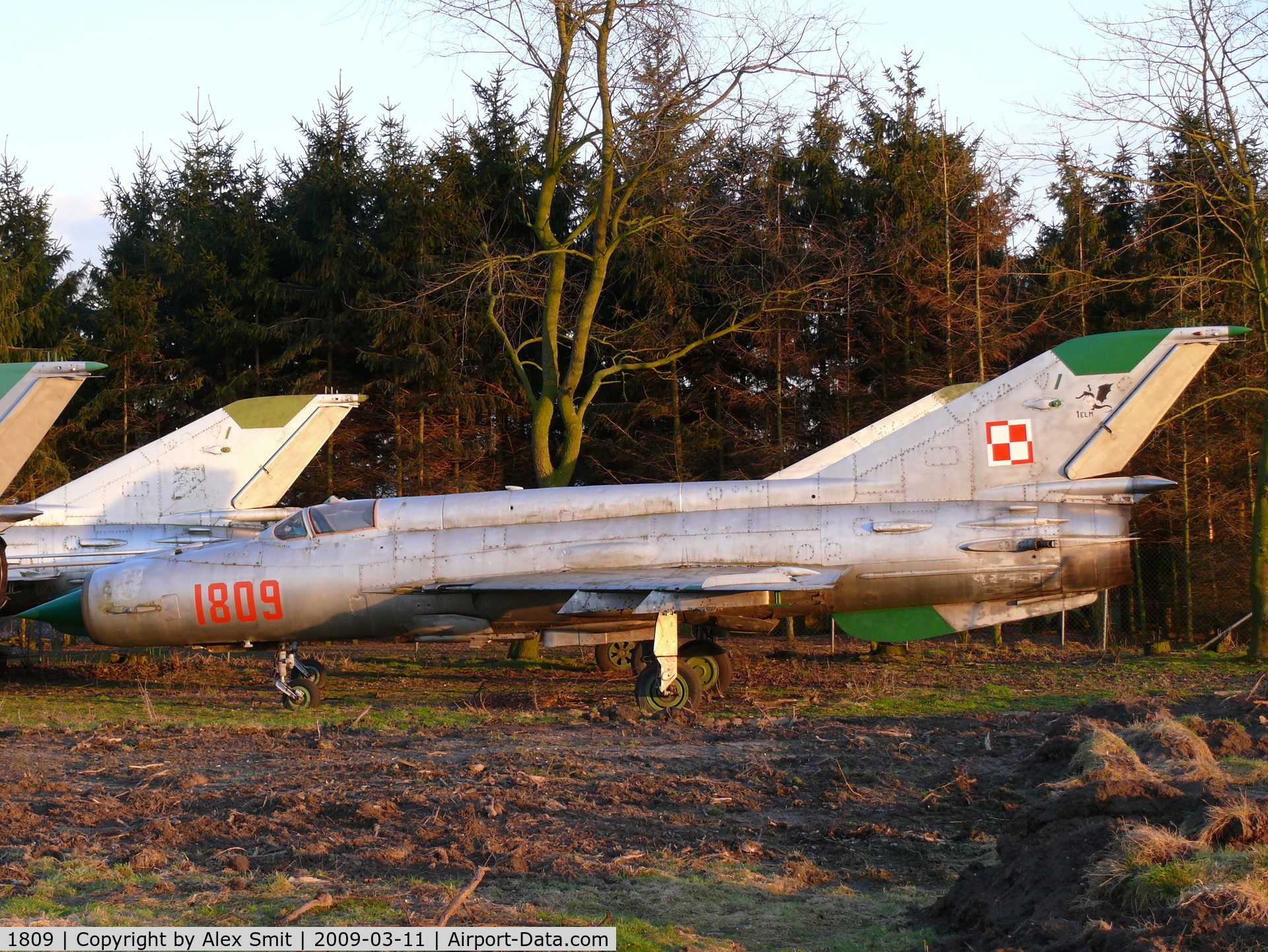 1809, 1996 Mikoyan-Gurevich MiG-21M C/N 961809, Mikoyan Mig21M Fishbed 1809 Polish Air Force part of the collection of Mr Piet Smets from Baarlo (PH) and stored in a small compound in Kessel (PH)