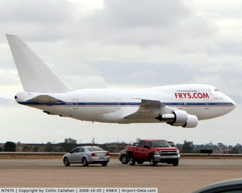 N747A, 1980 Boeing 747SP-27 C/N 21992, N747A making a pass 50 feet off the deck at an air show.
