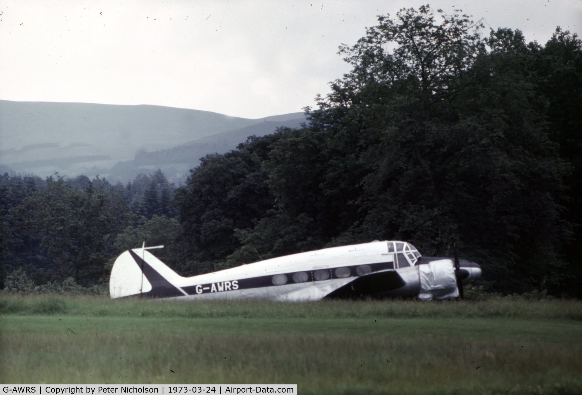 G-AWRS, Avro 652A Anson C.19 Srs 2 C/N 33785, Another of the stored Strathallan Collection Ansons as seen in 1973.