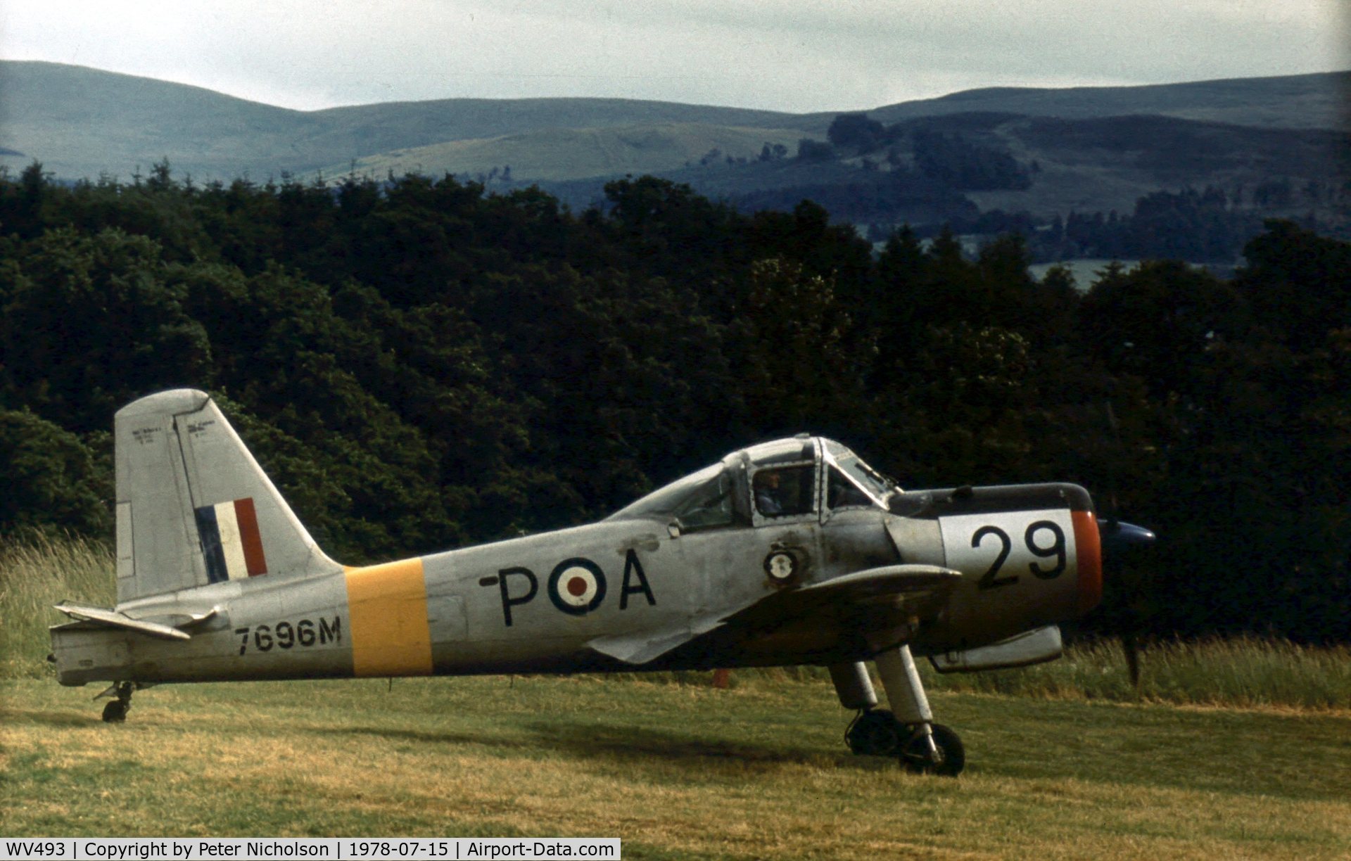 WV493, 1953 Percival P-56 Provost T.1 C/N PAC/56/056, Now in museum storage, this Provost T.1 was active at the 1978 Strathallan Open Day.