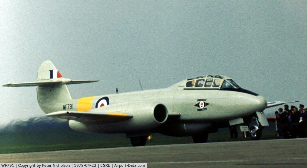 WF791, 1951 Gloster Meteor T.7 C/N 15658, Meteor T.7 of the Central Flying School's display team, the 