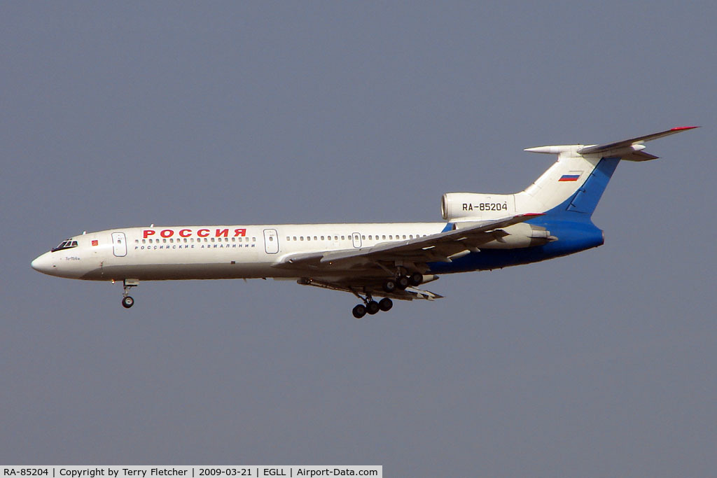 RA-85204, 1991 Tupolev Tu-154M C/N 91A886, Pulkova Tu154 on approach to Heathrow