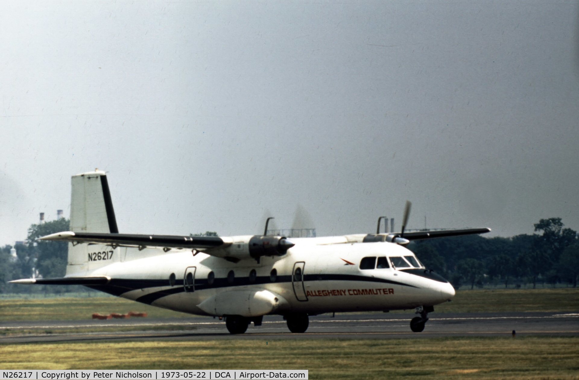 N26217, 1966 Nord 262A-44 C/N 24, In service with Allegheny Commuter when seen at Washington National, as it was then known, in 1973.