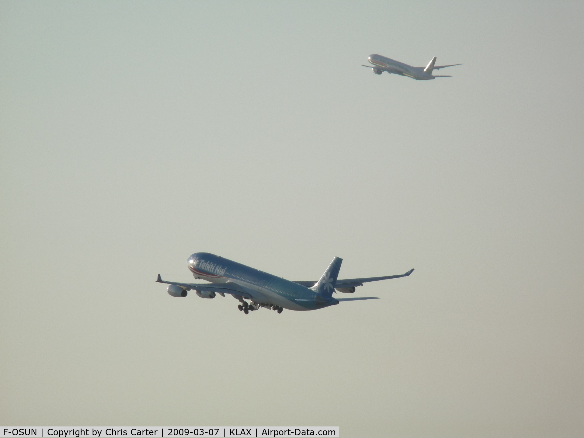 F-OSUN, 2001 Airbus A340-313 C/N 446, Air Tahiti and Eva Air begin their treks across the Pacific from LAX.