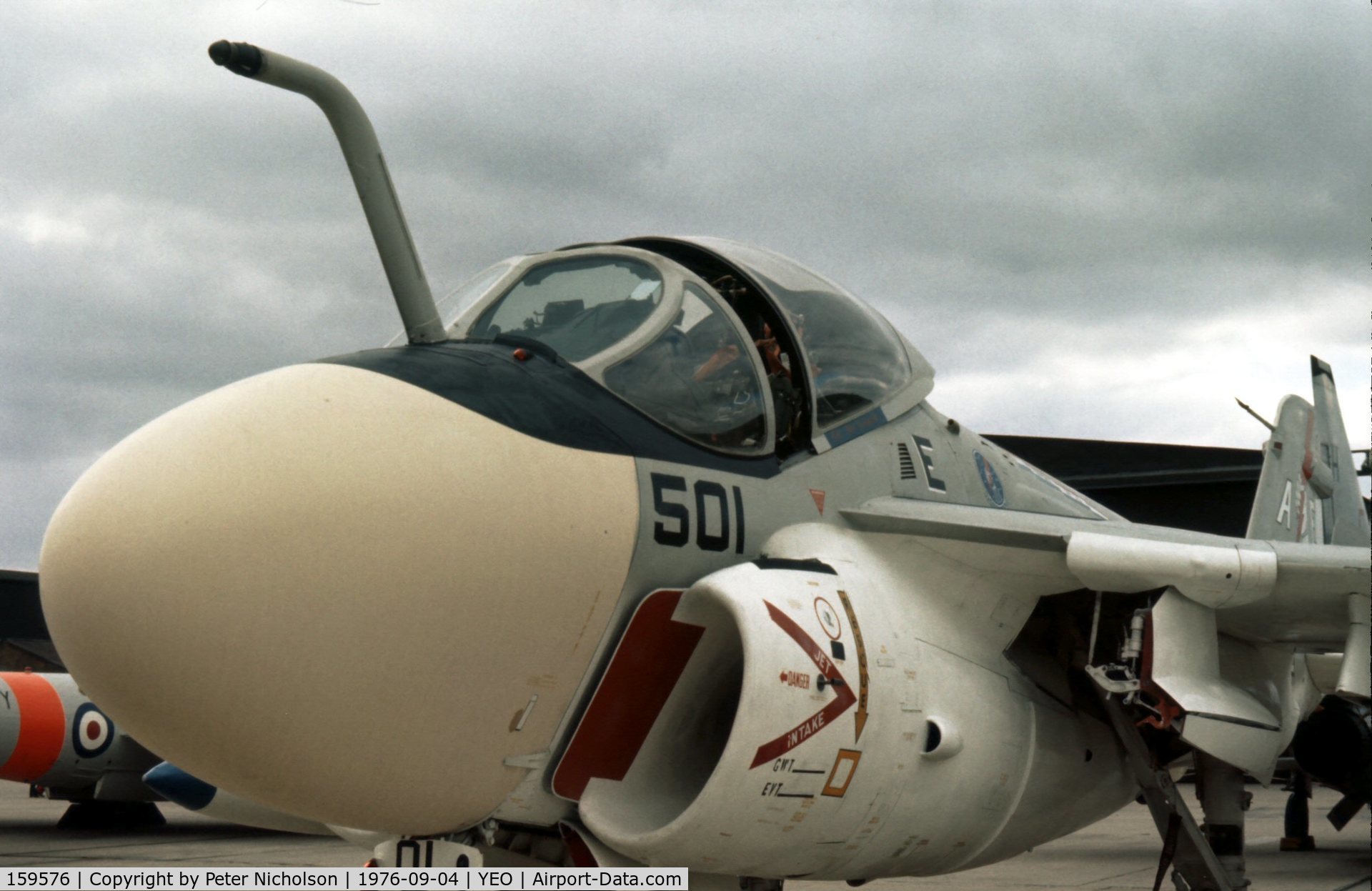 159576, Grumman A-6E Intruder C/N I-565, Another view of VA-176's Intruder at the 1976 Yeovilton Air Day.