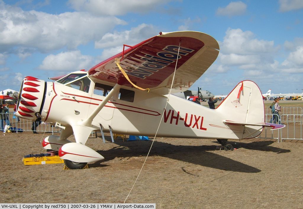 VH-UXL, 1936 Stinson SR-8C Reliant C/N 9766, Stinson Reliant SR-8C VH-UXL