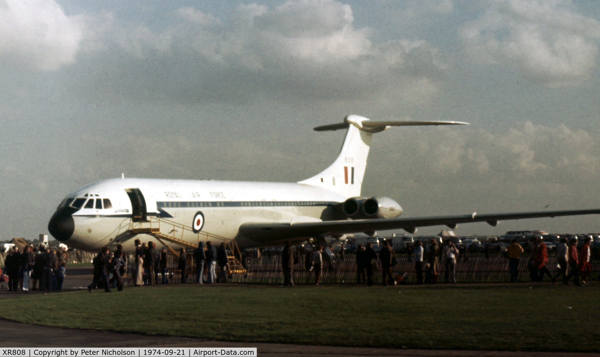 XR808, 1966 Vickers VC10 C.1 C/N 828, VC-10 C.1, named Kenneth Campbell VC, of 10 Squadron in the static park of the 1974 RAF Finningley Airshow.