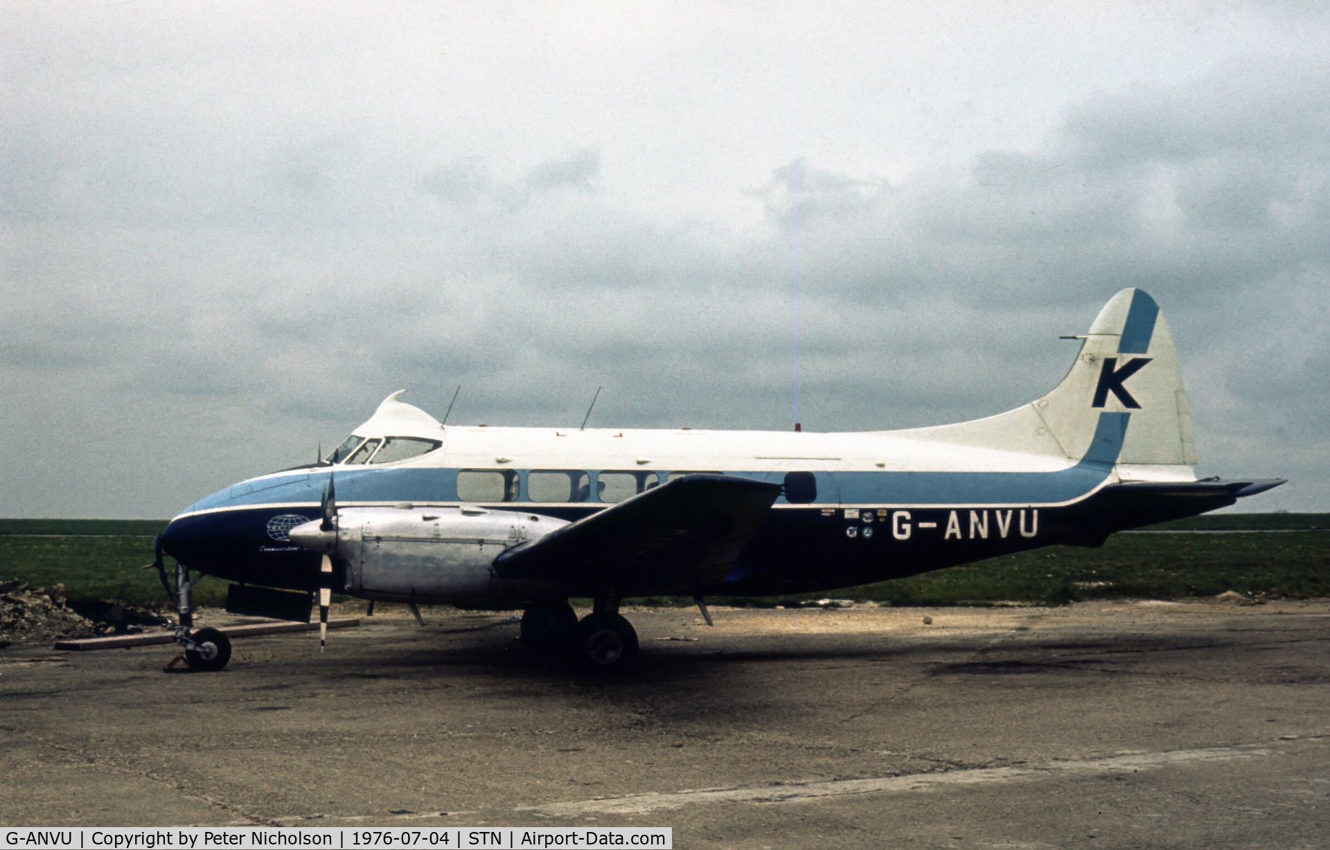 G-ANVU, 1947 De Havilland DH-104 Dove 1B C/N 04082, This Dove was seen at London Stansted in the Summer of 1976.