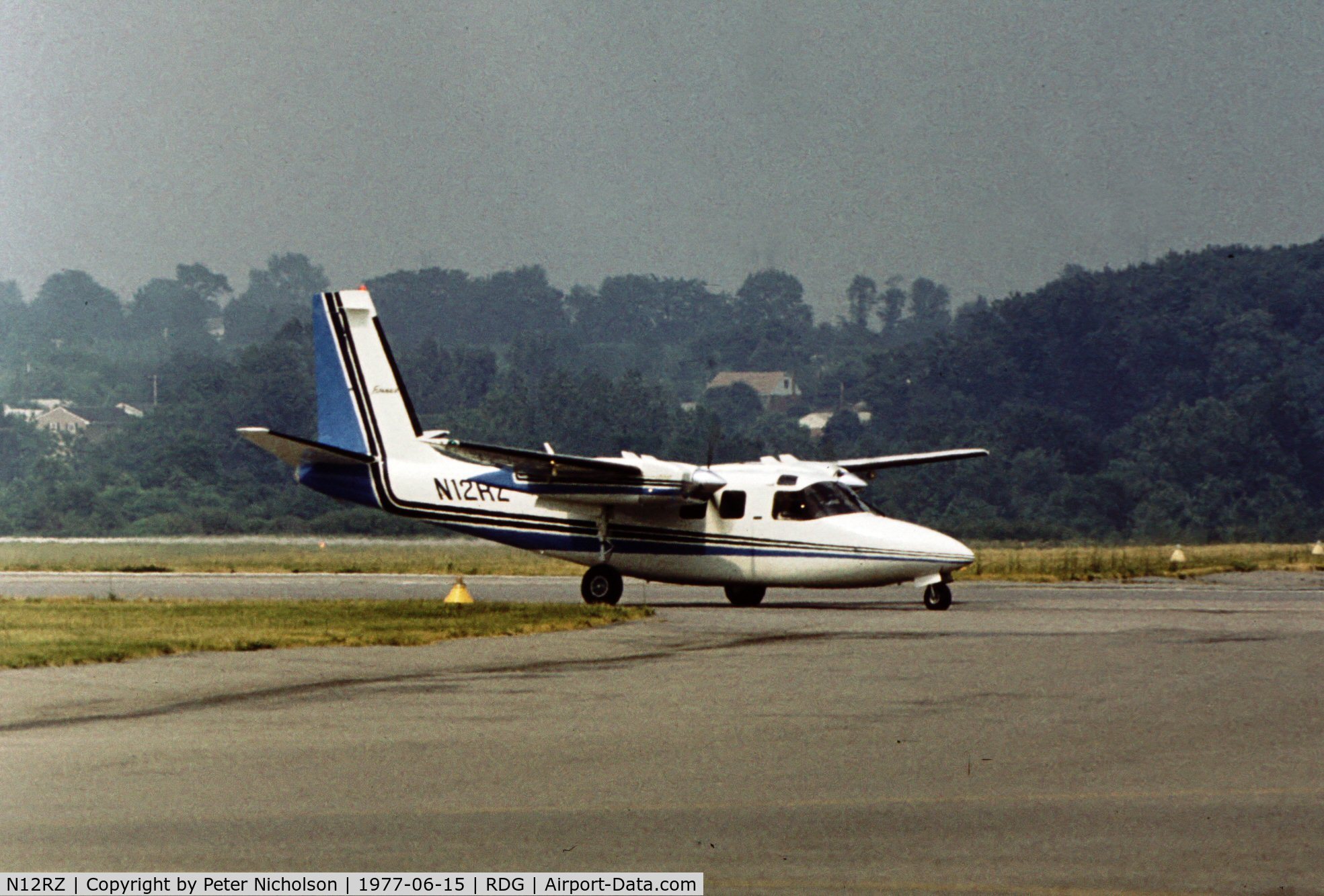 N12RZ, Rockwell International 500-S C/N 3291, Shrike Commander 500 arriving for the 1977 Reading Airshow.