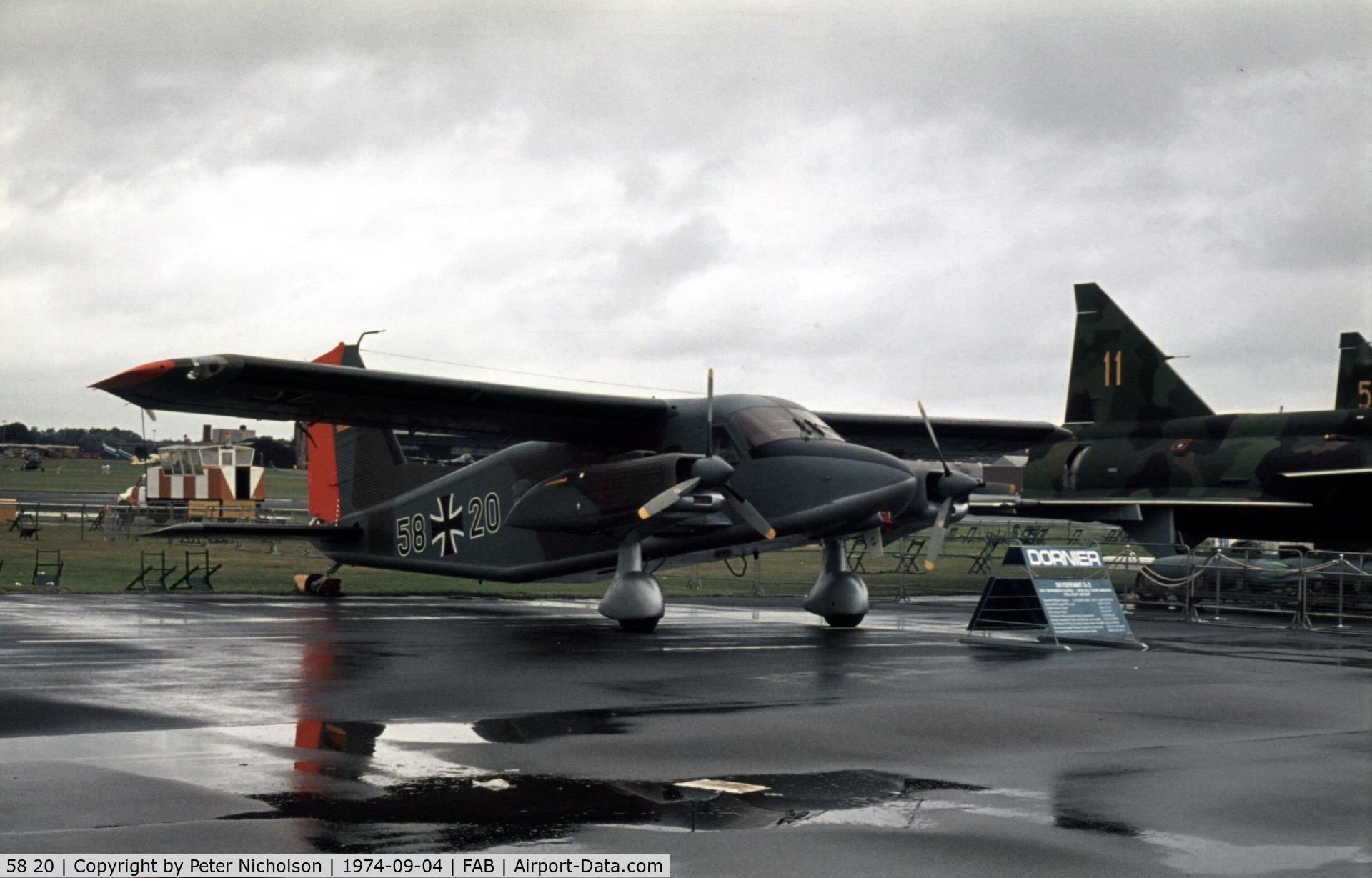 58 20, Dornier Do-28D-2 Skyservant C/N 4095, Do.28D-2 Skyservant 58+20 at the 1974 Farnborough Airshow.