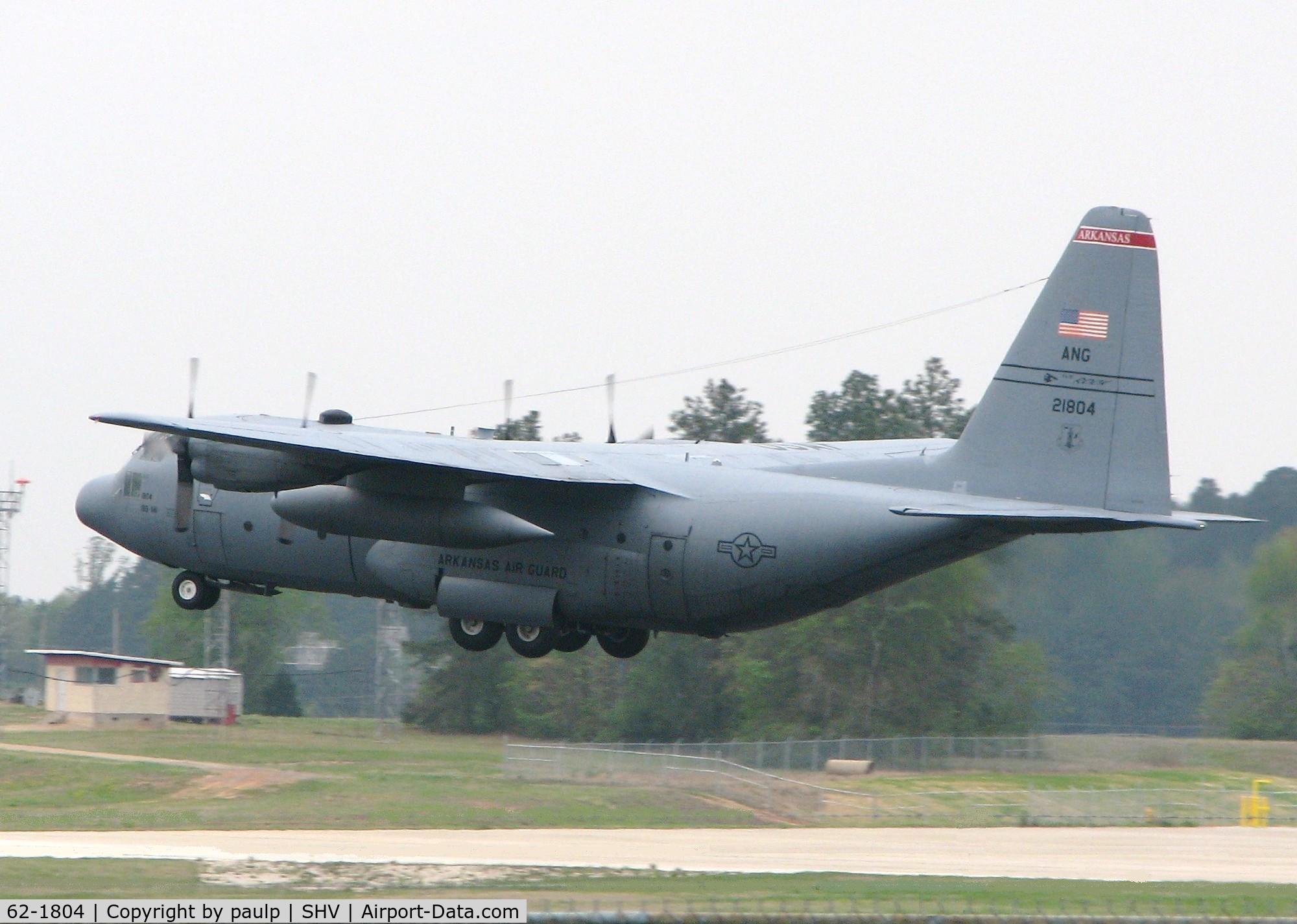 62-1804, 1962 Lockheed C-130E Hercules C/N 382-3758, Arkansas Air Guard doing touch and goes at the Shreveport Regional airport.