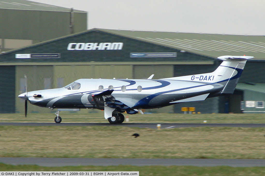 G-DAKI, 2008 Pilatus PC-12/47 C/N 885, Smart PC12 leaving Bournemouth