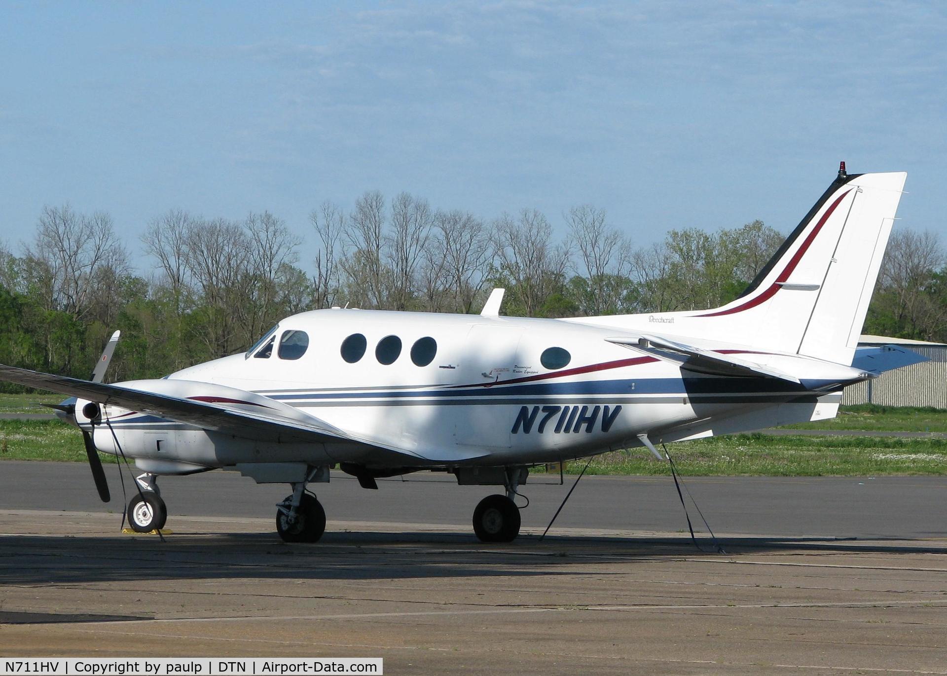 N711HV, Beech E-90 King Air C/N LW-246, Parked at the Shreveport Downtown airport.