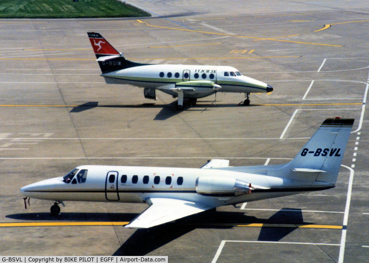 G-BSVL, 1990 Cessna 560 Citation V C/N 560-0077, PARKED IN THE SUN AT CARDIFF 1992