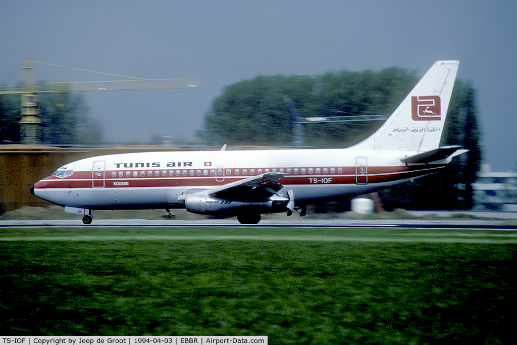 TS-IOF, 1981 Boeing 737-2H3 C/N 22625, arrival at Brussels