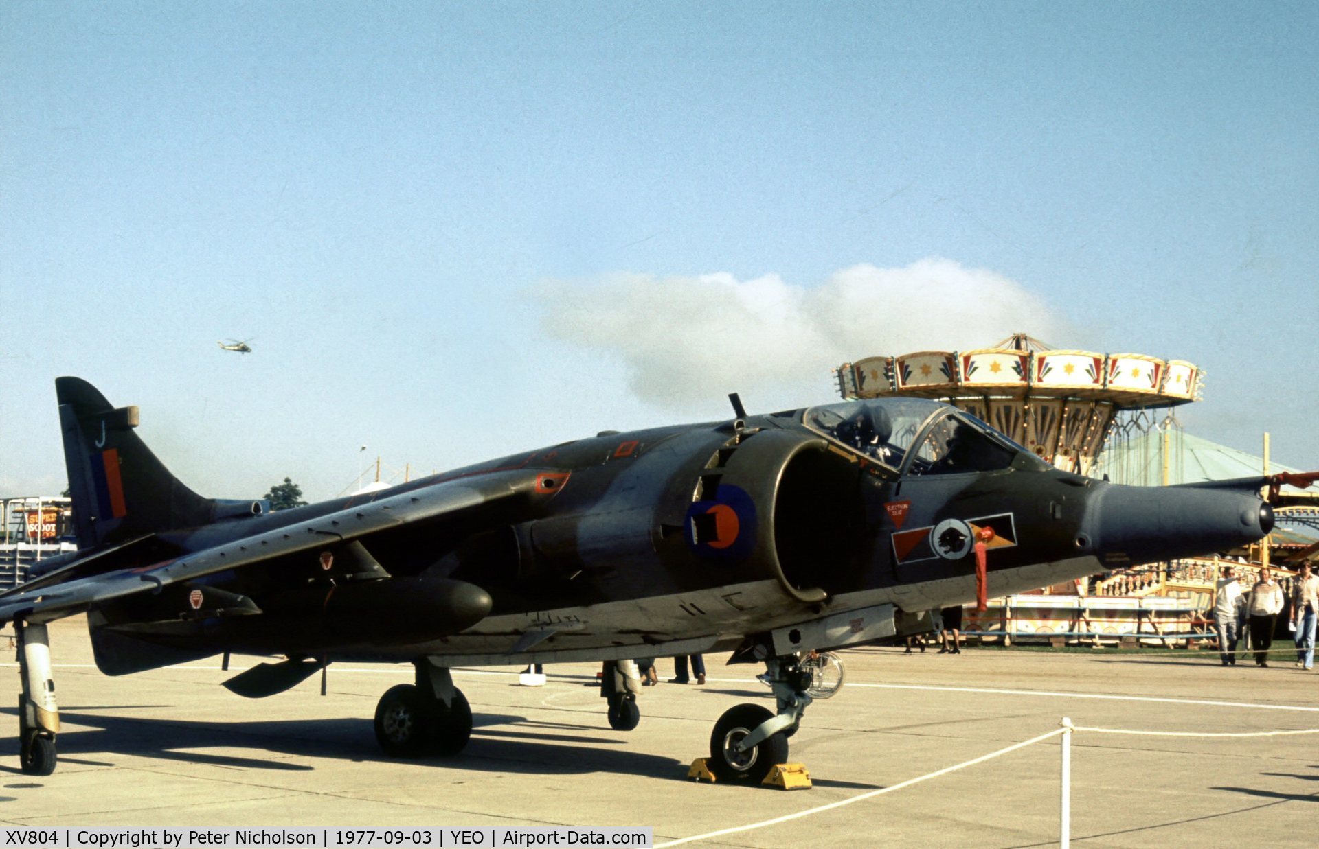 XV804, 1970 Hawker Siddeley Harrier GR.3 C/N 712054, Harrier GR.3 of 233 Operational Conversion Unit displayed at the 1977 RNAS Yeovilton Air Day.