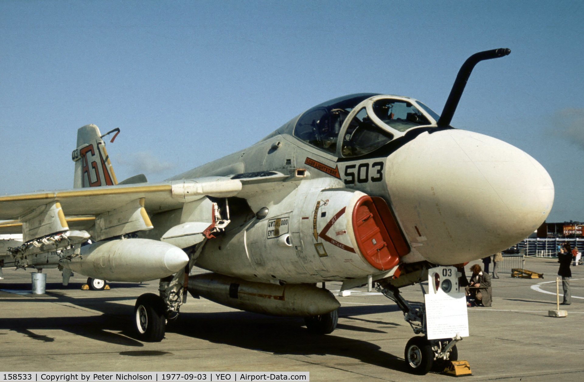 158533, Grumman A-6E Intruder C/N I-516, Another view of VA-65's A-6E Intruder at the 1977 RNAS Yeovilton Air Day.