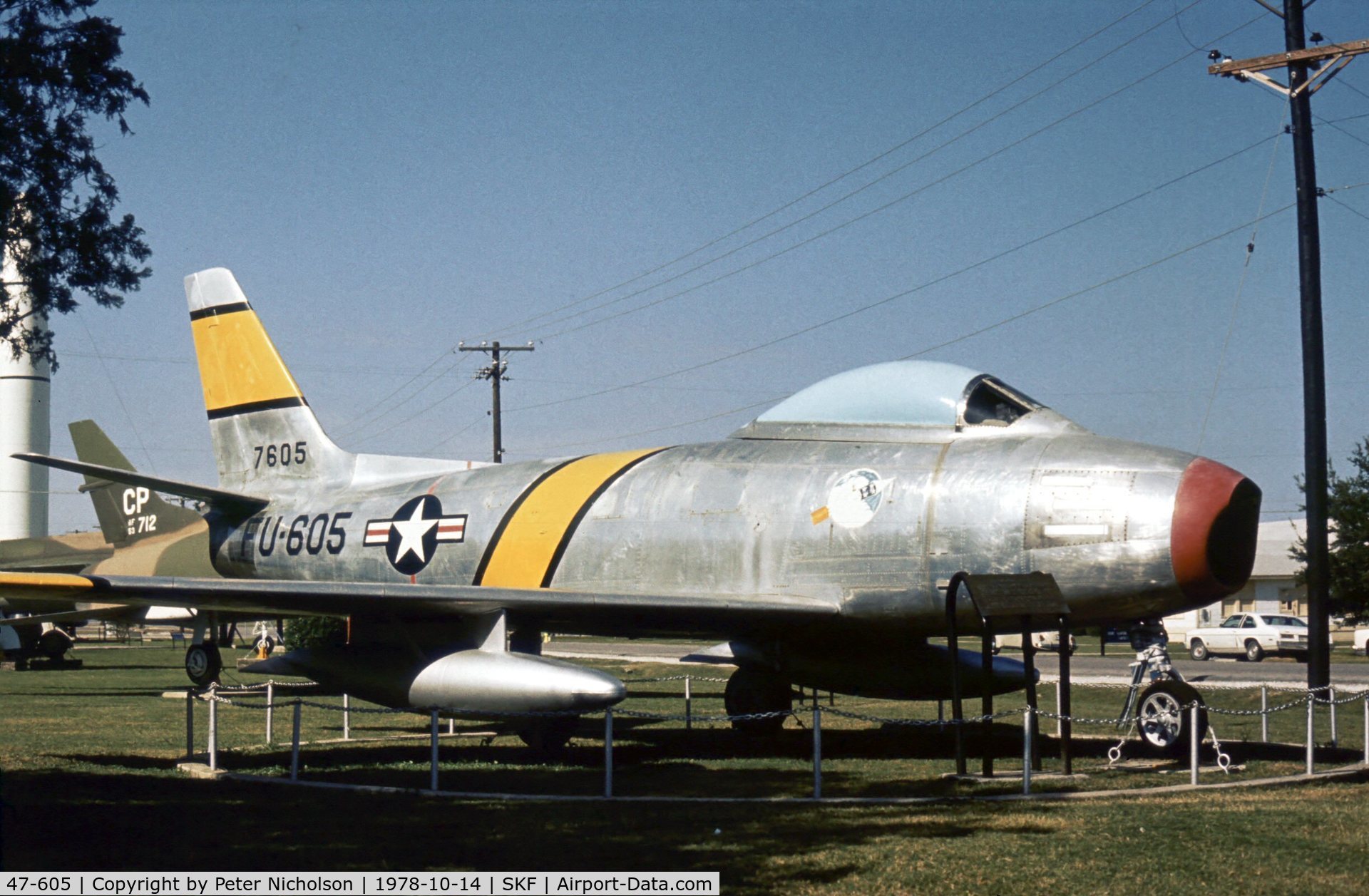 47-605, 1947 North American F-86A Sabre C/N 151-38432, F-86A Sabre in the USAF History & Traditions Museum at Lackland AFB in 1978.