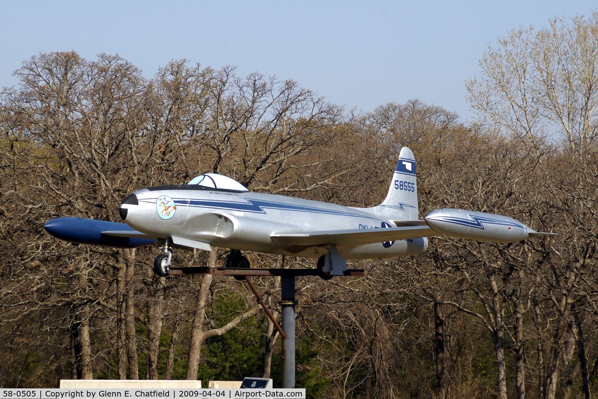 58-0505, 1958 Lockheed T-33A Shooting Star C/N 580-1554, Converted to look like an F-80C, at the 45th Infantry Division Museum, Oklahoma City