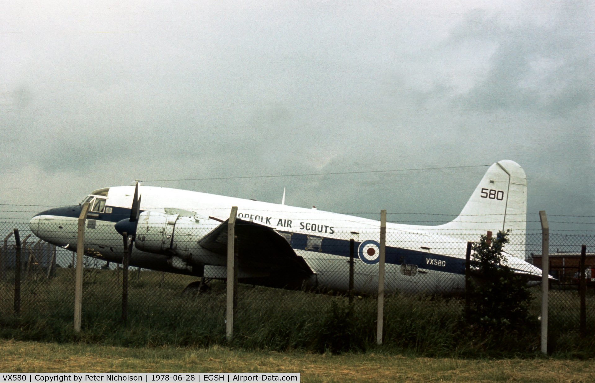 VX580, 1950 Vickers 659 Valetta C2 C/N 432, Now preserved in a museum, in 1978 this Valetta was a guardian at the Norfolk Air Scouts unit.