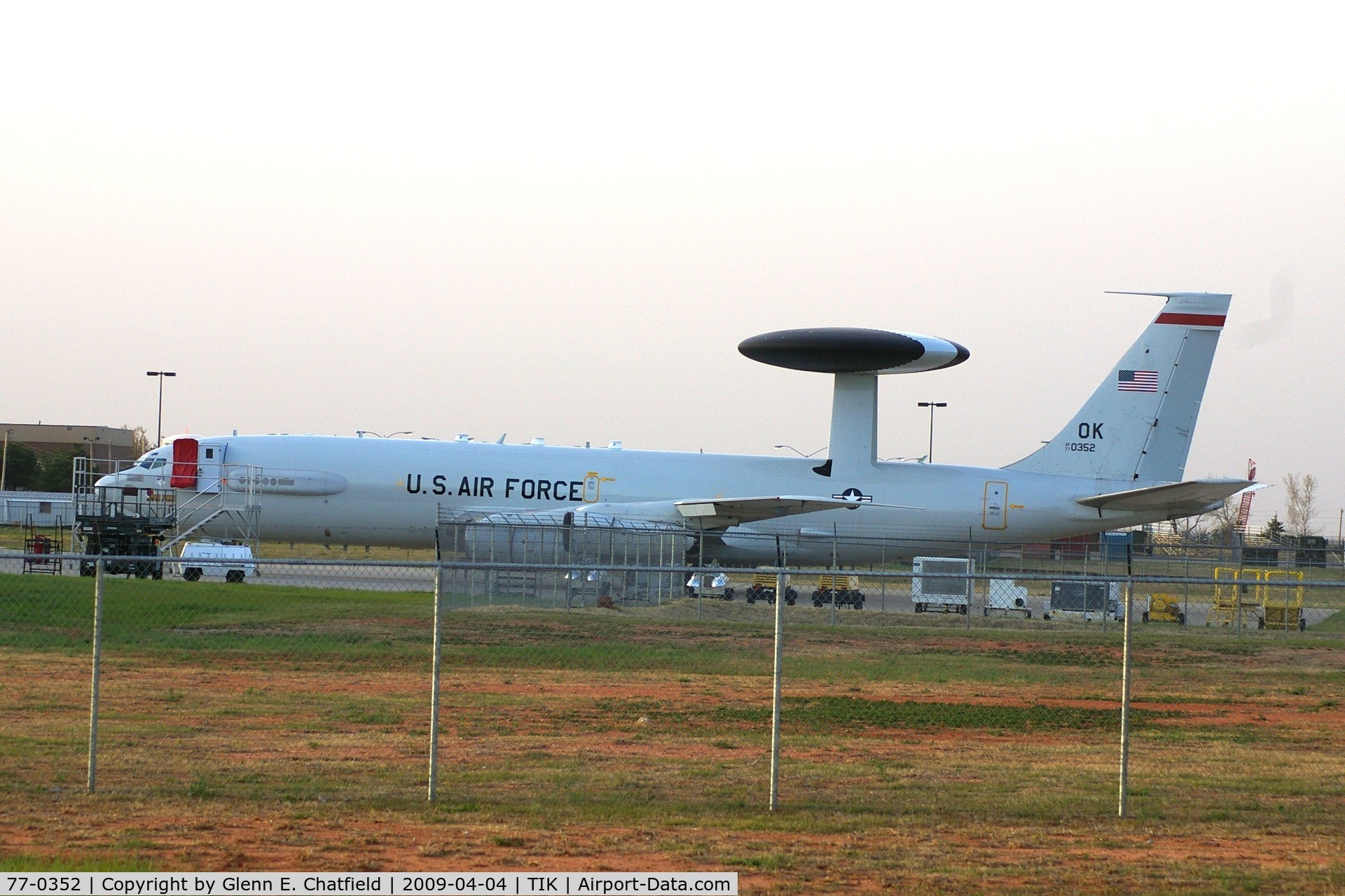 77-0352, 1977 Boeing E-3B Sentry C/N 21552, Shot from another road looking behind the hangar.