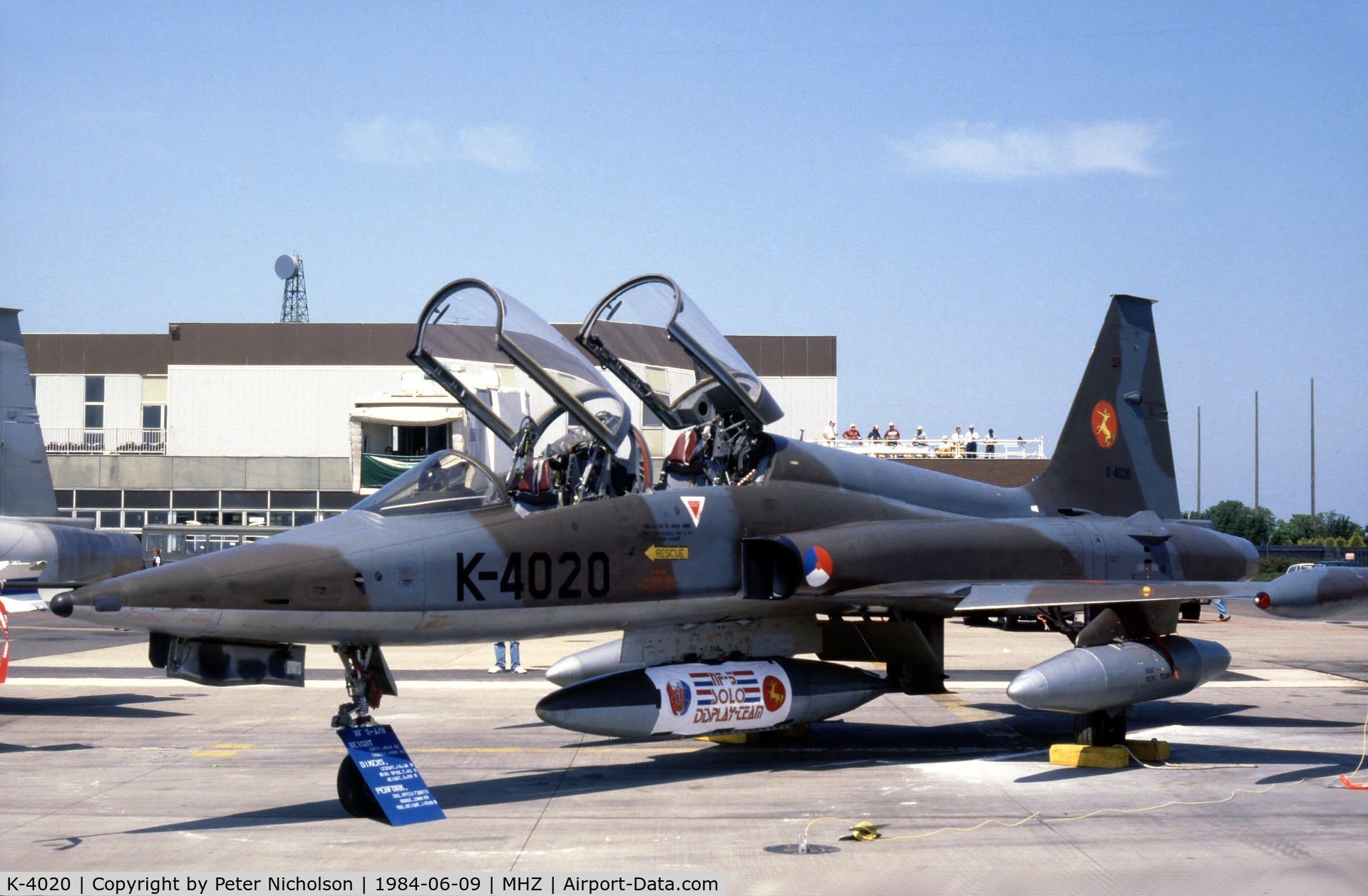 K-4020, 1971 Canadair NF-5B Freedom Fighter C/N 4020, Royal Netherlands Air Force NF-5B of 314 Squadron at the 1984 RAF Mildenhall Air Fete.