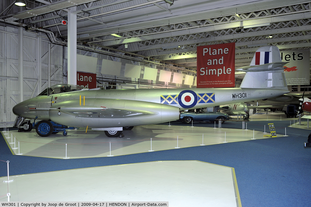 WH301, Gloster Meteor F.8 C/N Not found WH301, This 609 sq Meteor is preserved in the RAF Museum in Hendon.