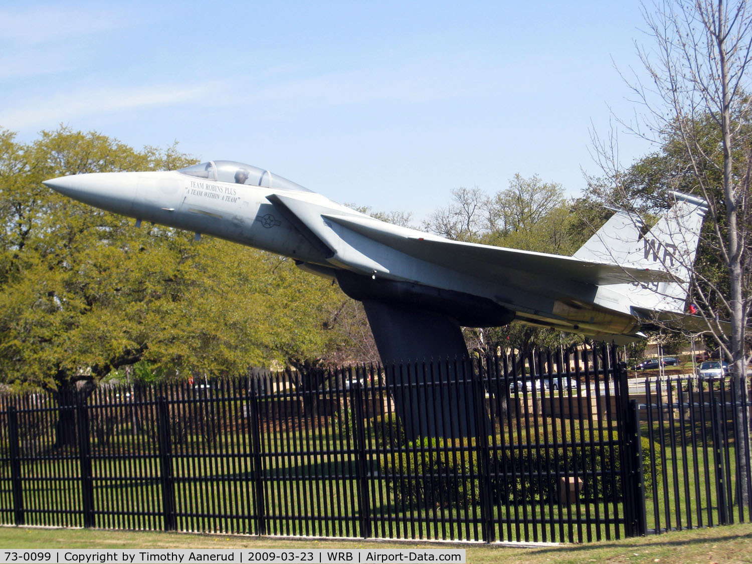 73-0099, 1973 McDonnell Douglas F-15E Strike Eagle C/N 0042-A033, Gate Guard at Robins AFB