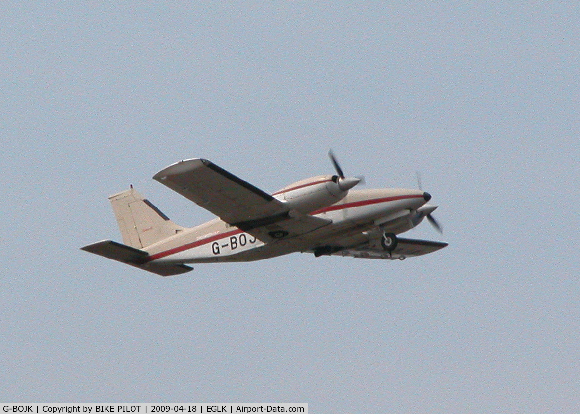 G-BOJK, 1986 Piper PA-34-220T Seneca III C/N 34-33020, CLIMB OUT FROM 07 AND TUCKING THE GEAR UP
