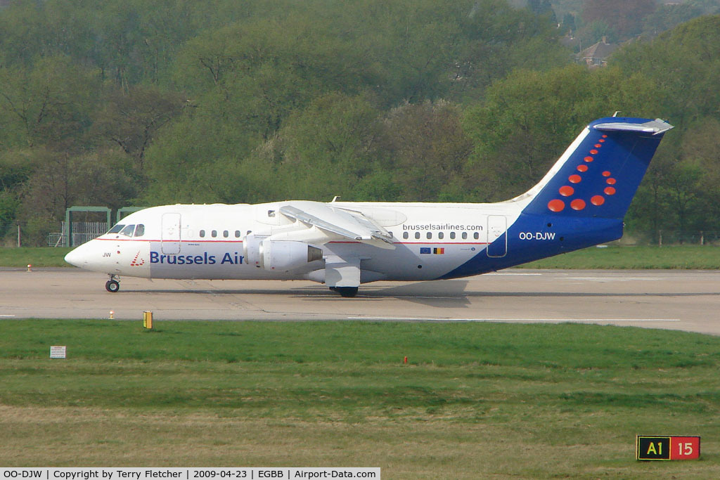 OO-DJW, 1996 British Aerospace Avro 146-RJ85 C/N E.2296, Brussels Airlines BAE146 at BHX