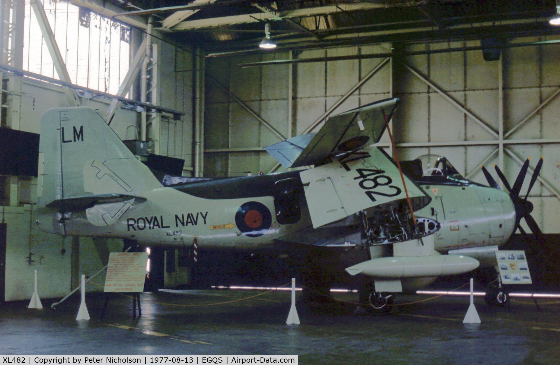 XL482, 1960 Fairey Gannet AEW.3 C/N F9451, Gannet AEW.3 of 849 Squadron at the 1977 RAF Lossiemouth Open Day.