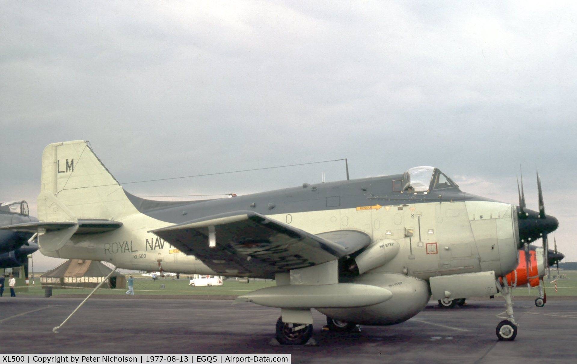 XL500, 1961 Fairey Gannet AEW.3 C/N F9459, Gannet AEW.3 of 849 Squadron at the 1977 RAF Lossiemouth Open Day.
