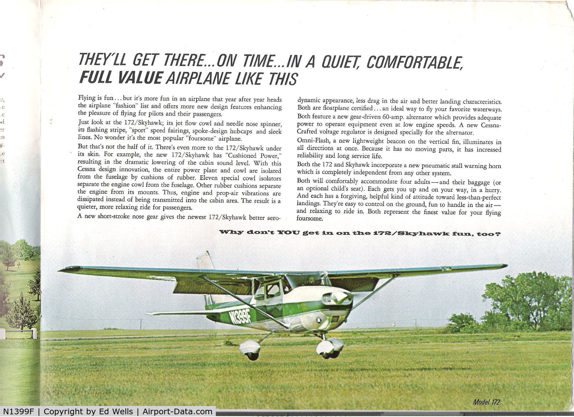 N1399F, 1966 Cessna 172H C/N 17254894, From 1967 Cessna Sales Brochure.