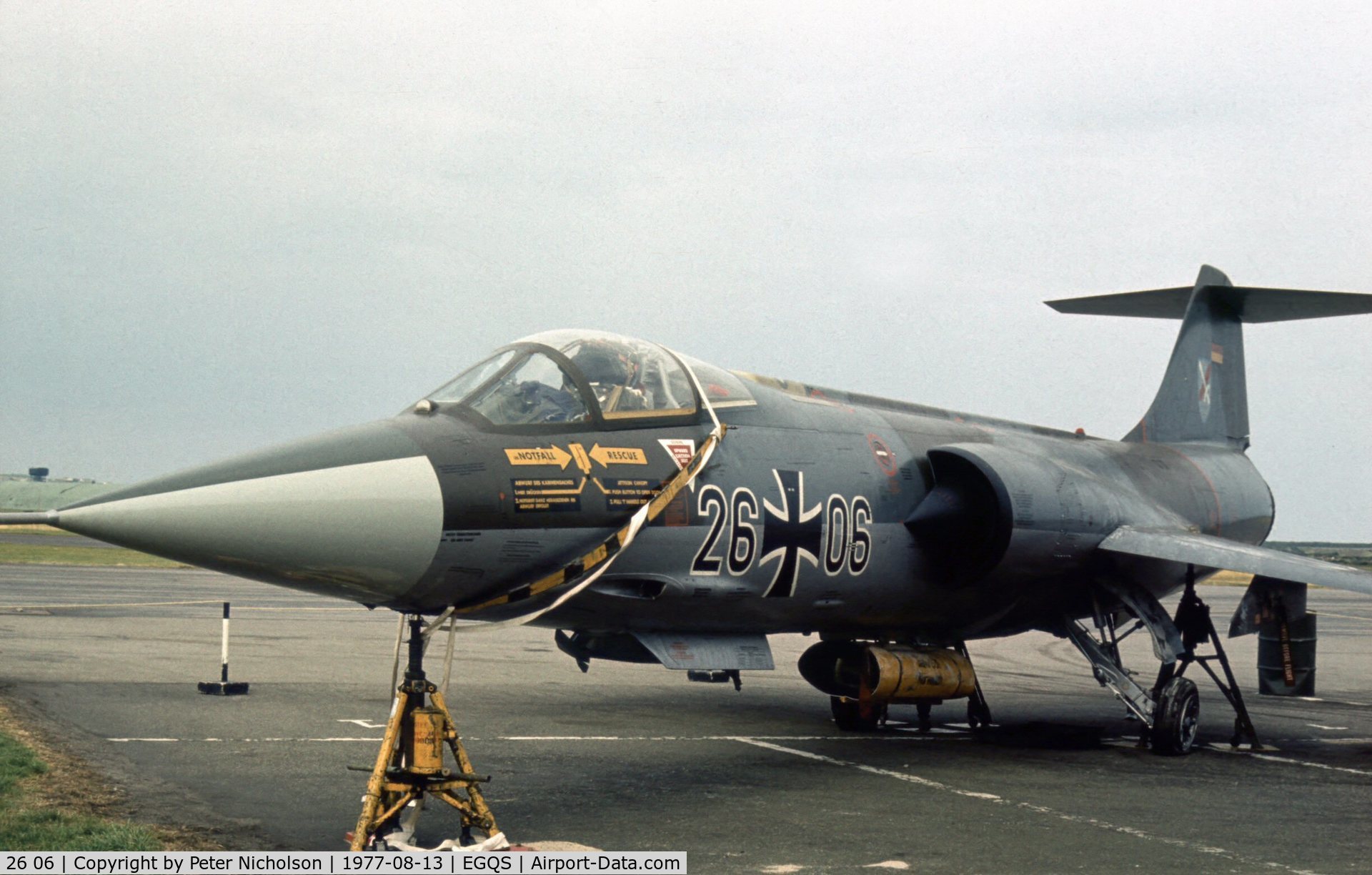 26 06, Lockheed F-104G Starfighter C/N 683-9134, Two days prior to the 1977 RAF Lossiemouth Open Day this F-104G was damaged in a landing incident.