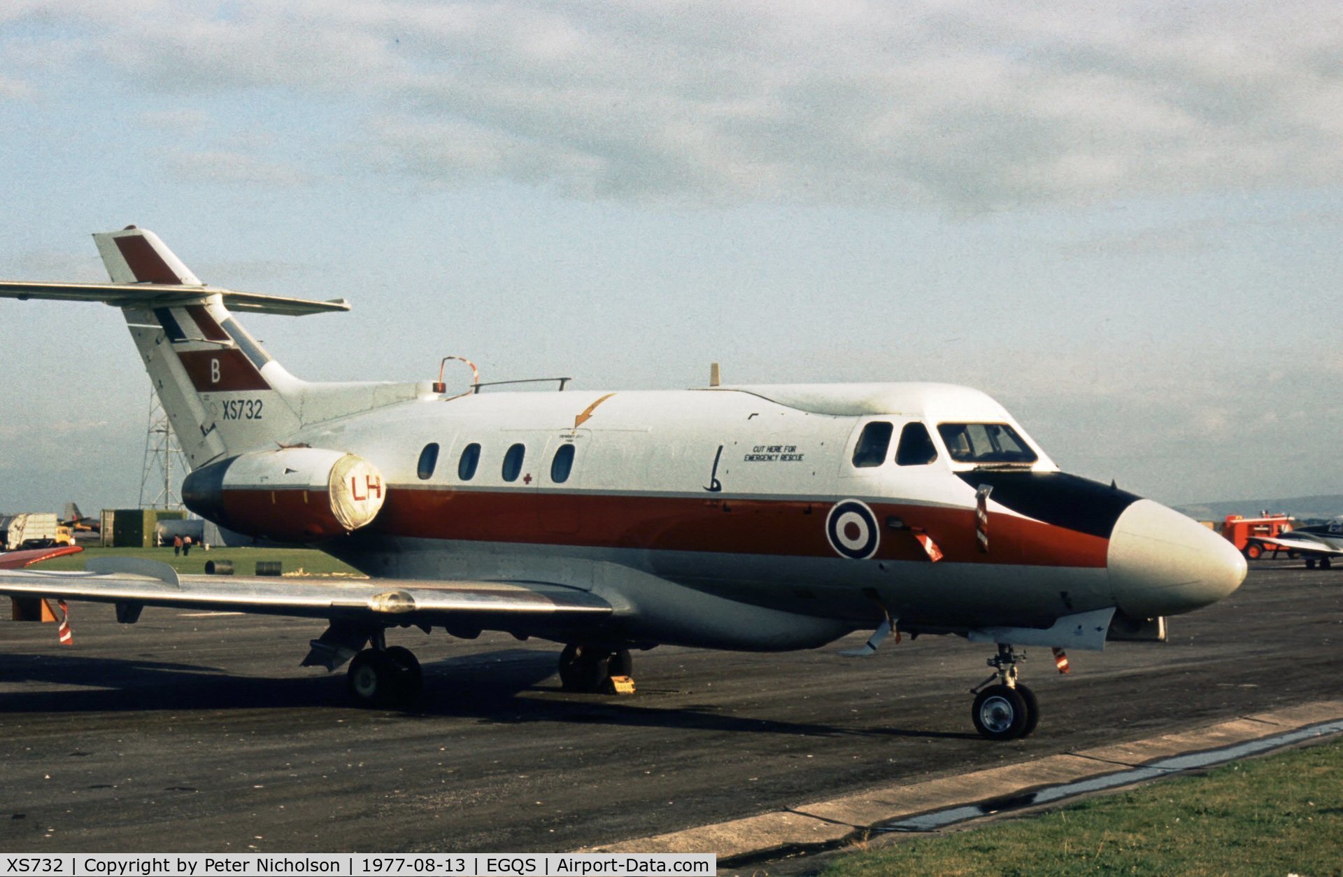 XS732, 1966 Hawker Siddeley HS.125 Dominie T.1 C/N 25056, Dominie T.1 of 6 Flying Training School at the 1977 RAF Lossiemouth Open Day.